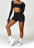 Lafaurie Black Long-Sleeve Shaping Scrunch Shorts Set