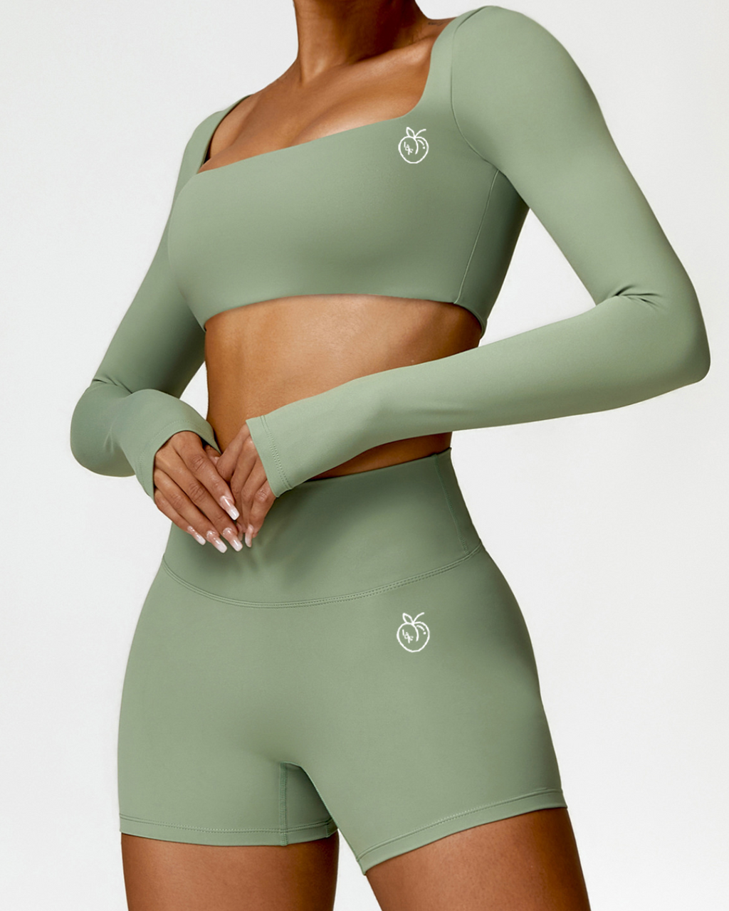 Lafaurie Green Long-Sleeve Shaping Scrunch Shorts Set