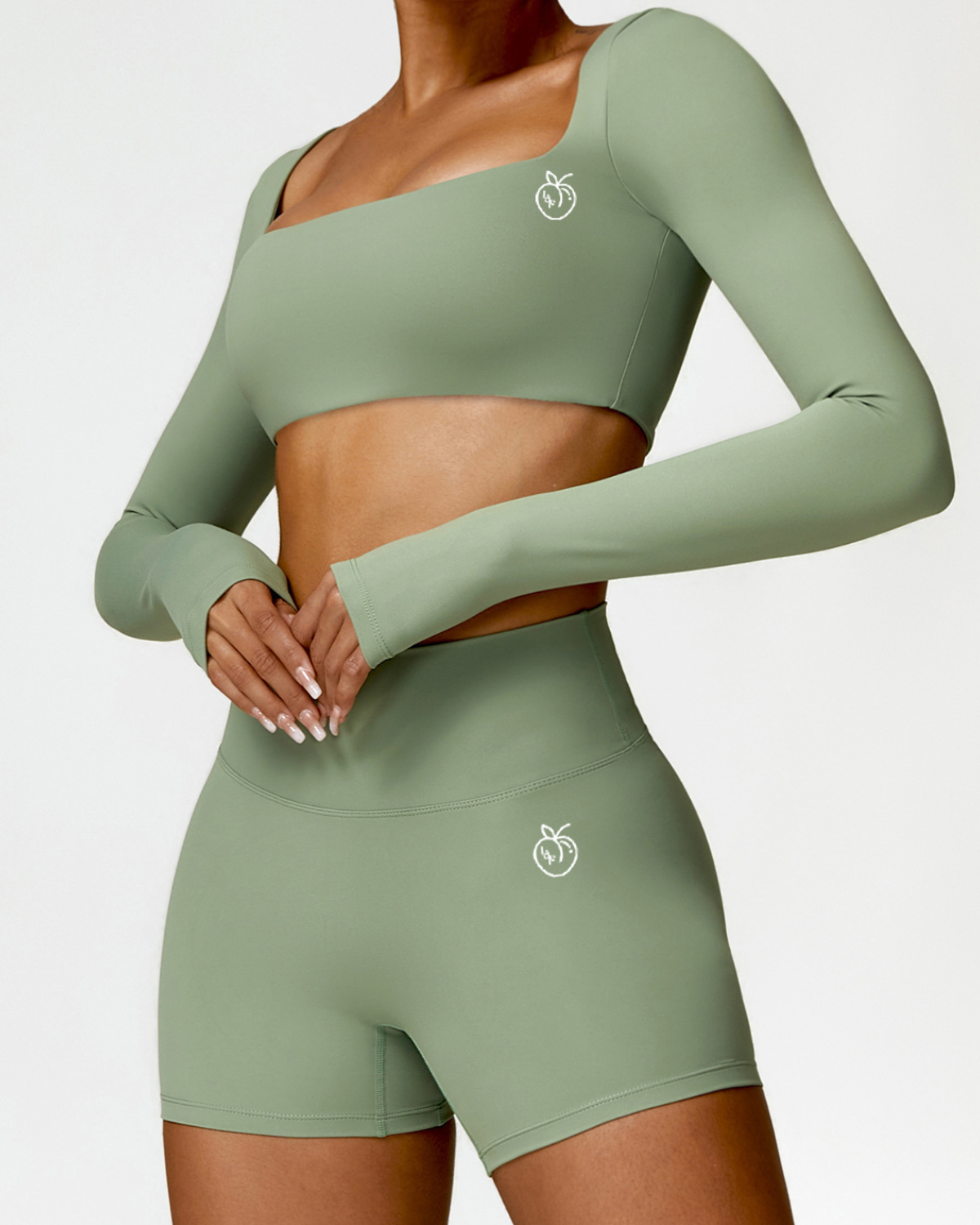 Lafaurie Green Long-Sleeve Shaping Scrunch Shorts Set