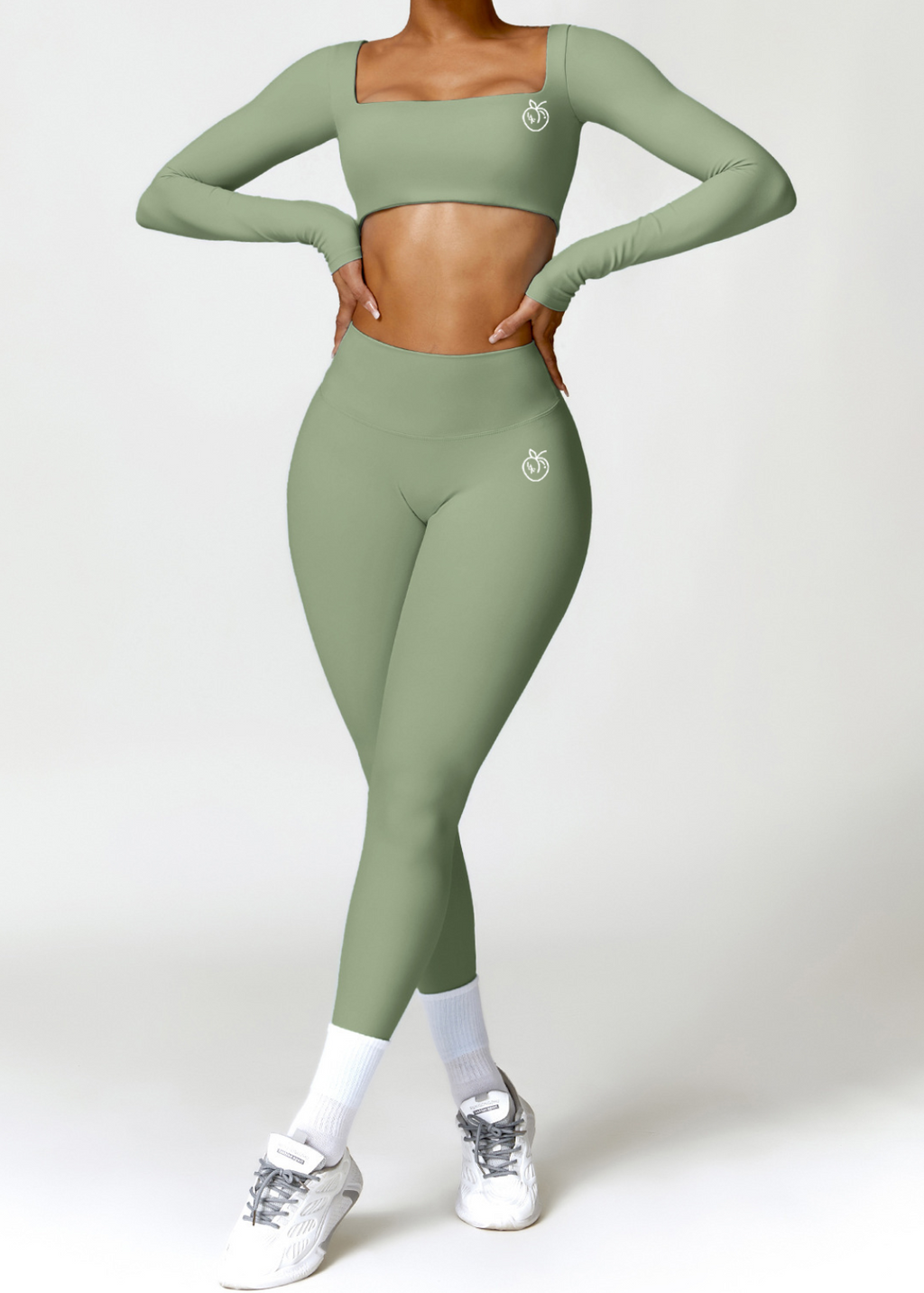 Lafaurie Green Long-Sleeve Shaping Scrunch Leggings Set