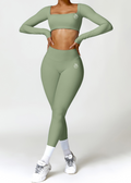 Lafaurie Green Long-Sleeve Shaping Scrunch Leggings Set