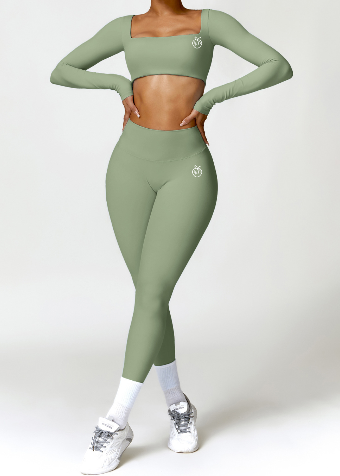 Lafaurie Green Long-Sleeve Shaping Scrunch Leggings Set
