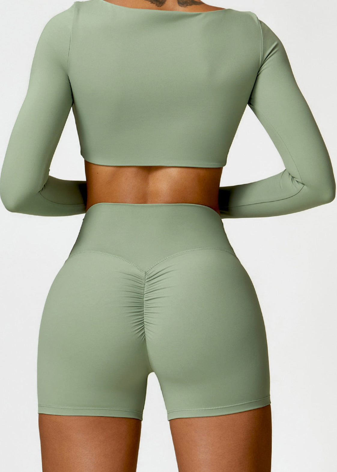 Lafaurie Green Long-Sleeve Shaping Scrunch Shorts Set