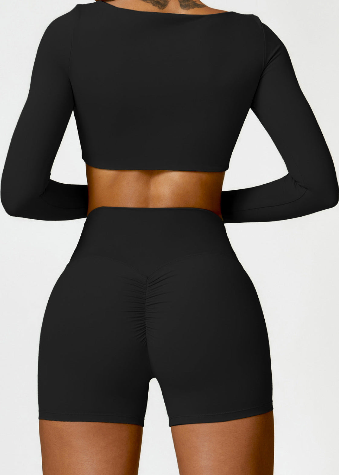 Lafaurie Black Long-Sleeve Shaping Scrunch Shorts Set