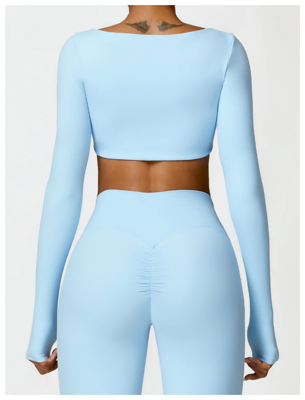 Lafaurie Sky Blue Long-Sleeve Shaping Scrunch Leggings Set