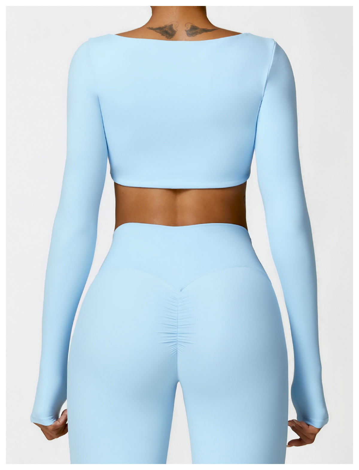 Lafaurie Sky Blue Long-Sleeve Shaping Scrunch Leggings Set