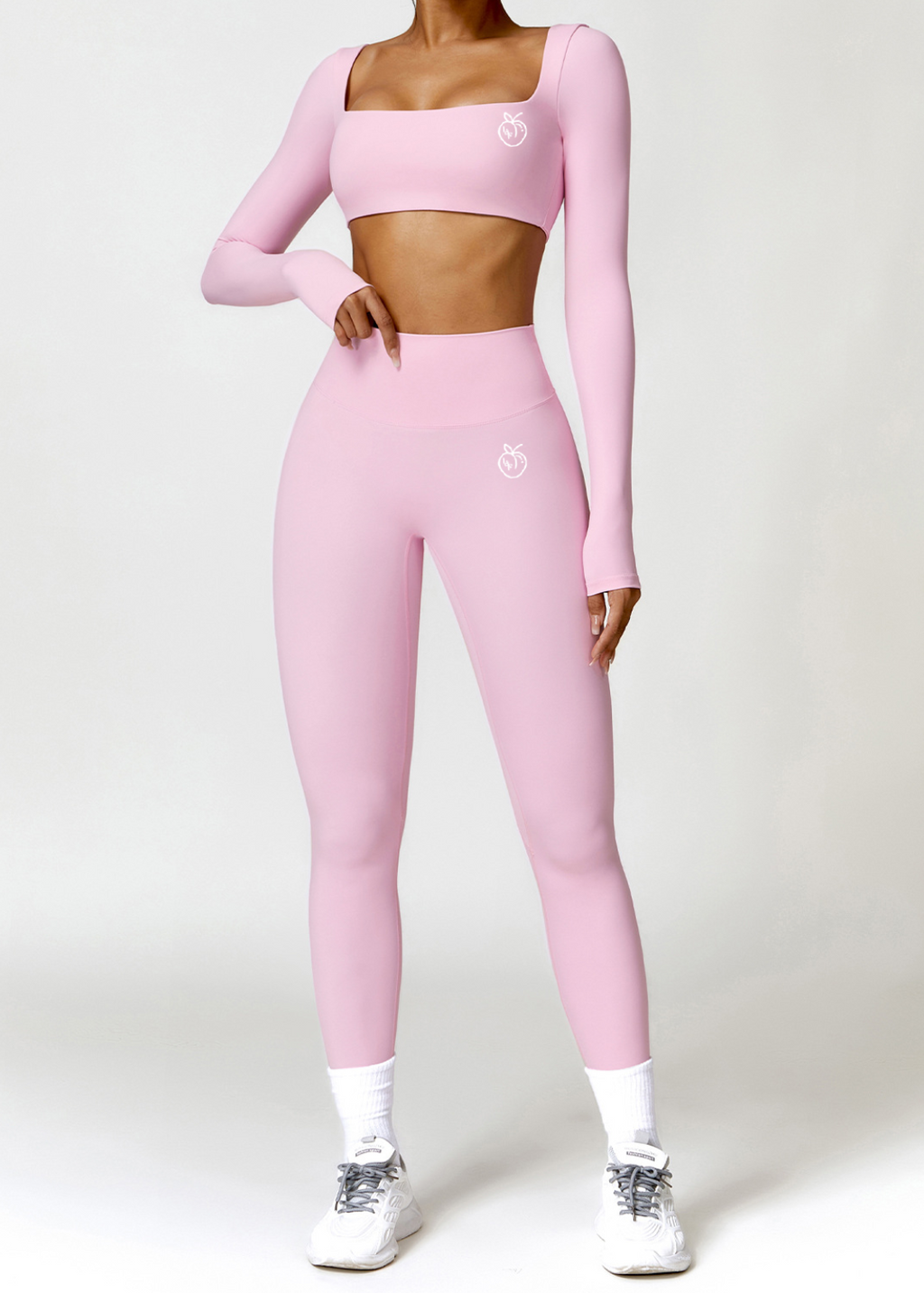 Lafaurie Pink Long-Sleeve Shaping Scrunch Leggings Set
