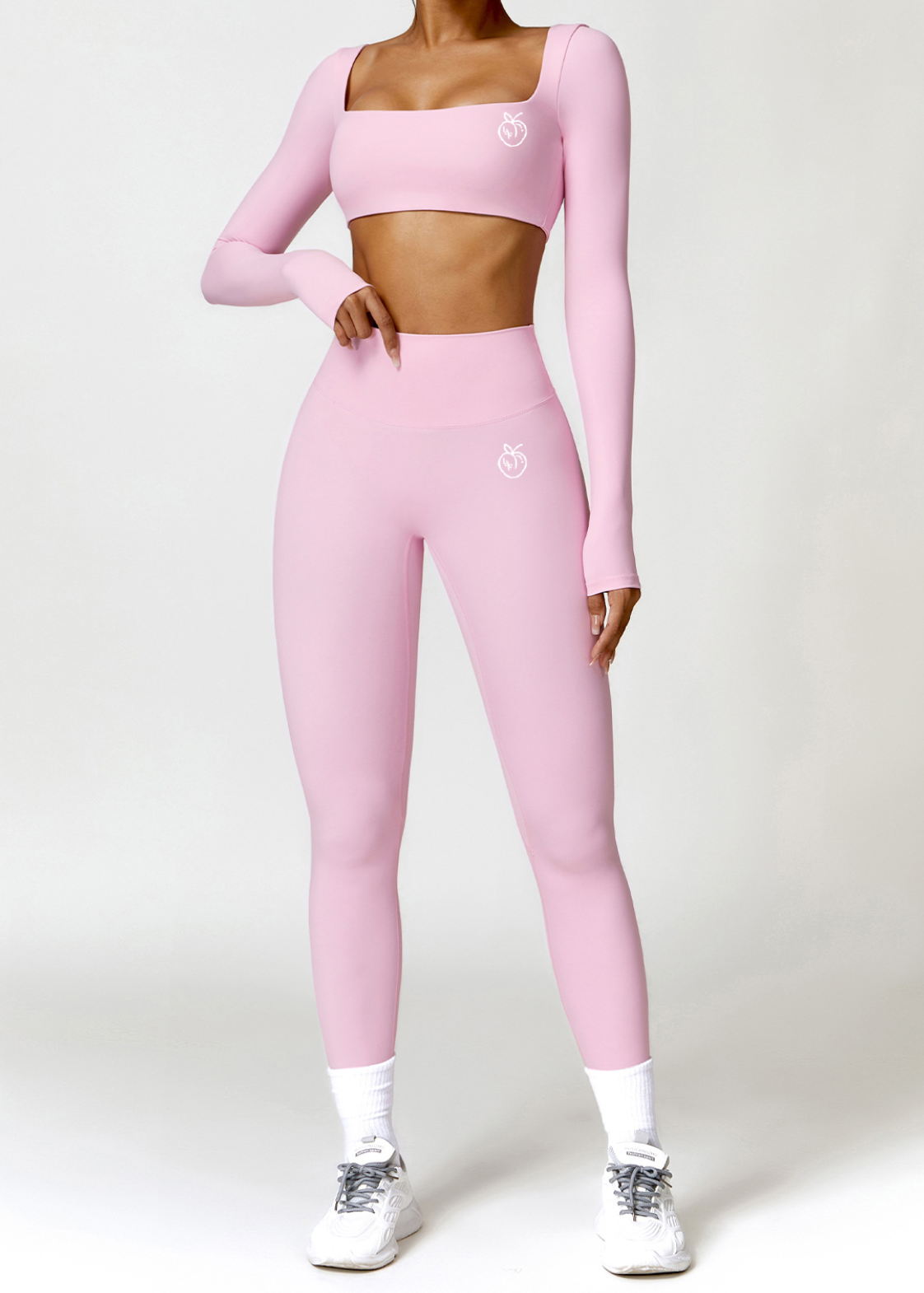 Lafaurie Pink Long-Sleeve Shaping Scrunch Leggings Set
