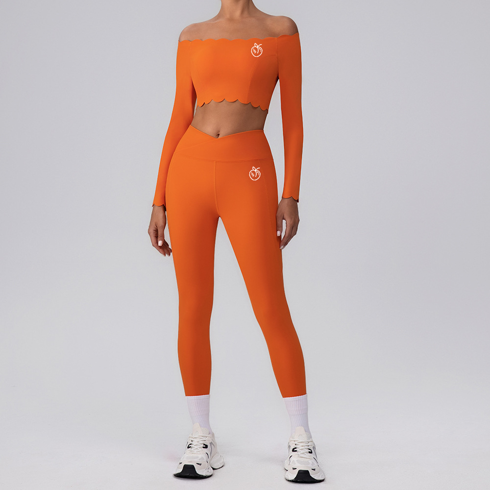 Lafaurie Orange Seamless Ribbed Set Off-Shoulders