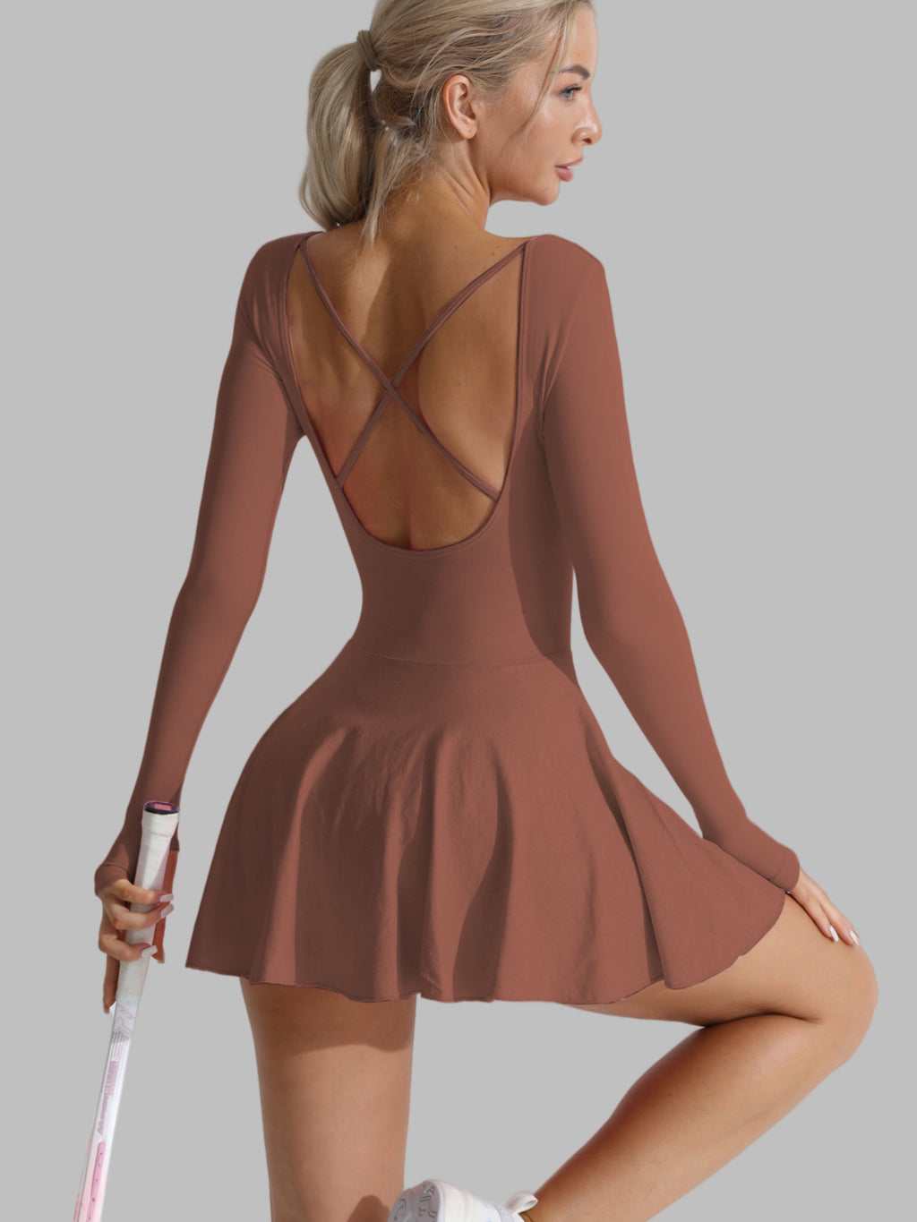 Lafaurie Brown Cross Back Dress