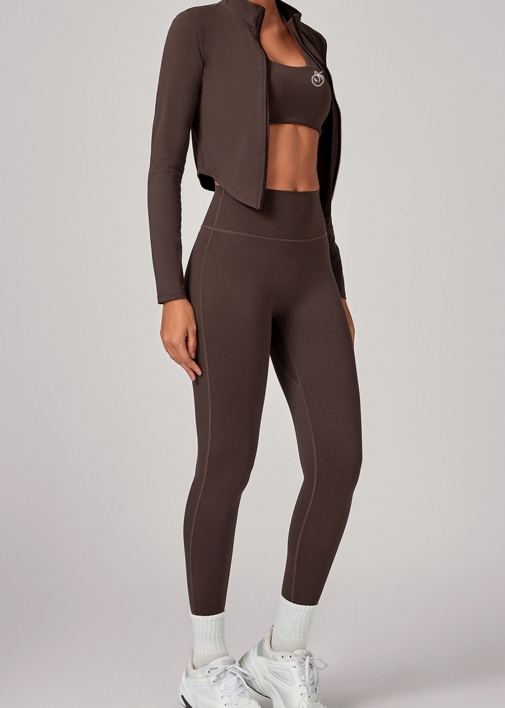 Lafaurie Brown Jacket Zip-Up Active Set 3pcs