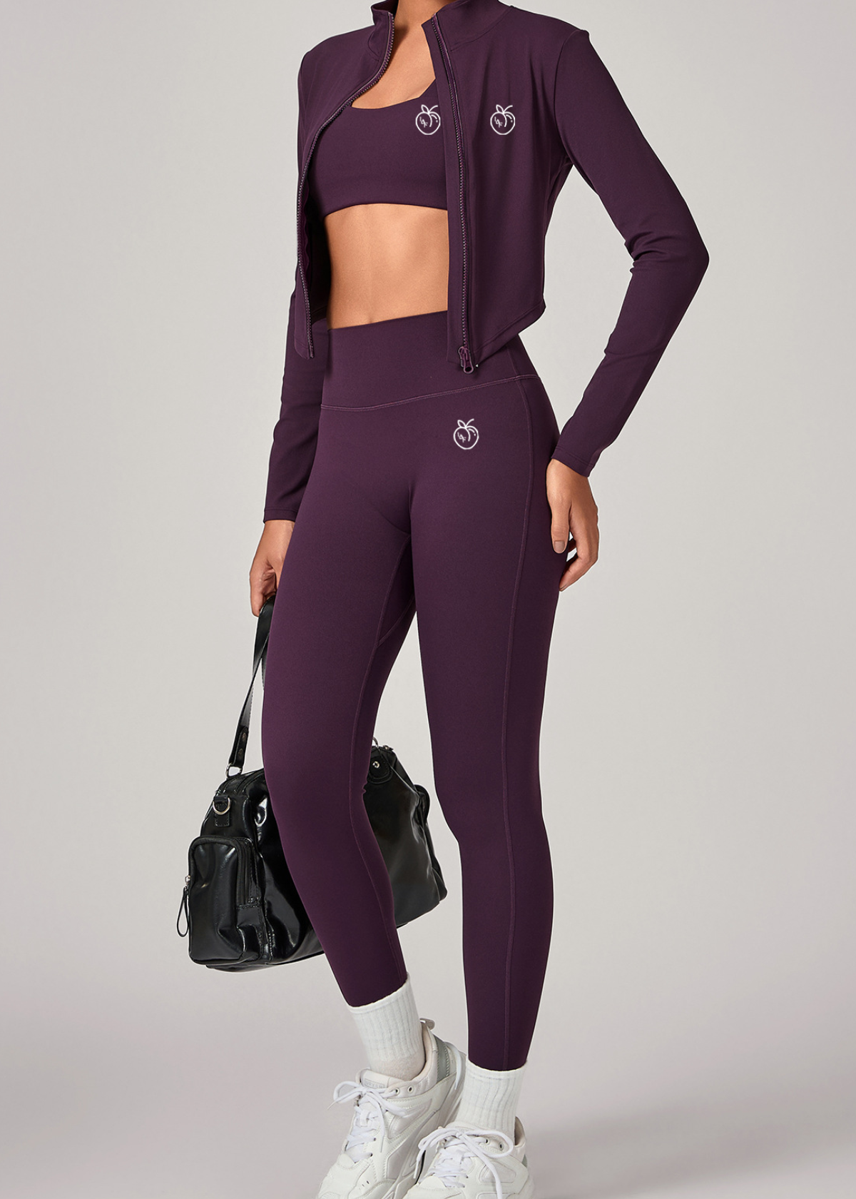 Lafaurie Purple Jacket Zip-Up Active Set 3pcs