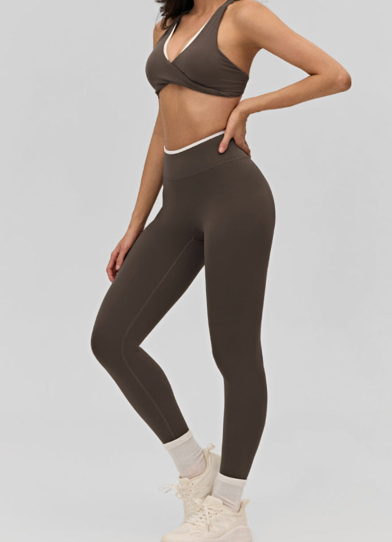 Lafaurie Brown Color-Block Workout Set