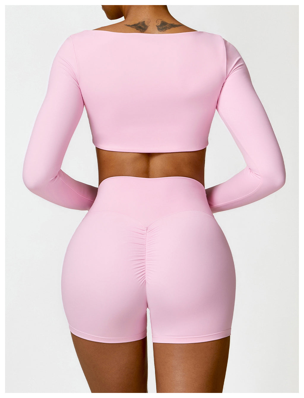 Lafaurie Pink Long-Sleeve Shaping Scrunch Shorts Set