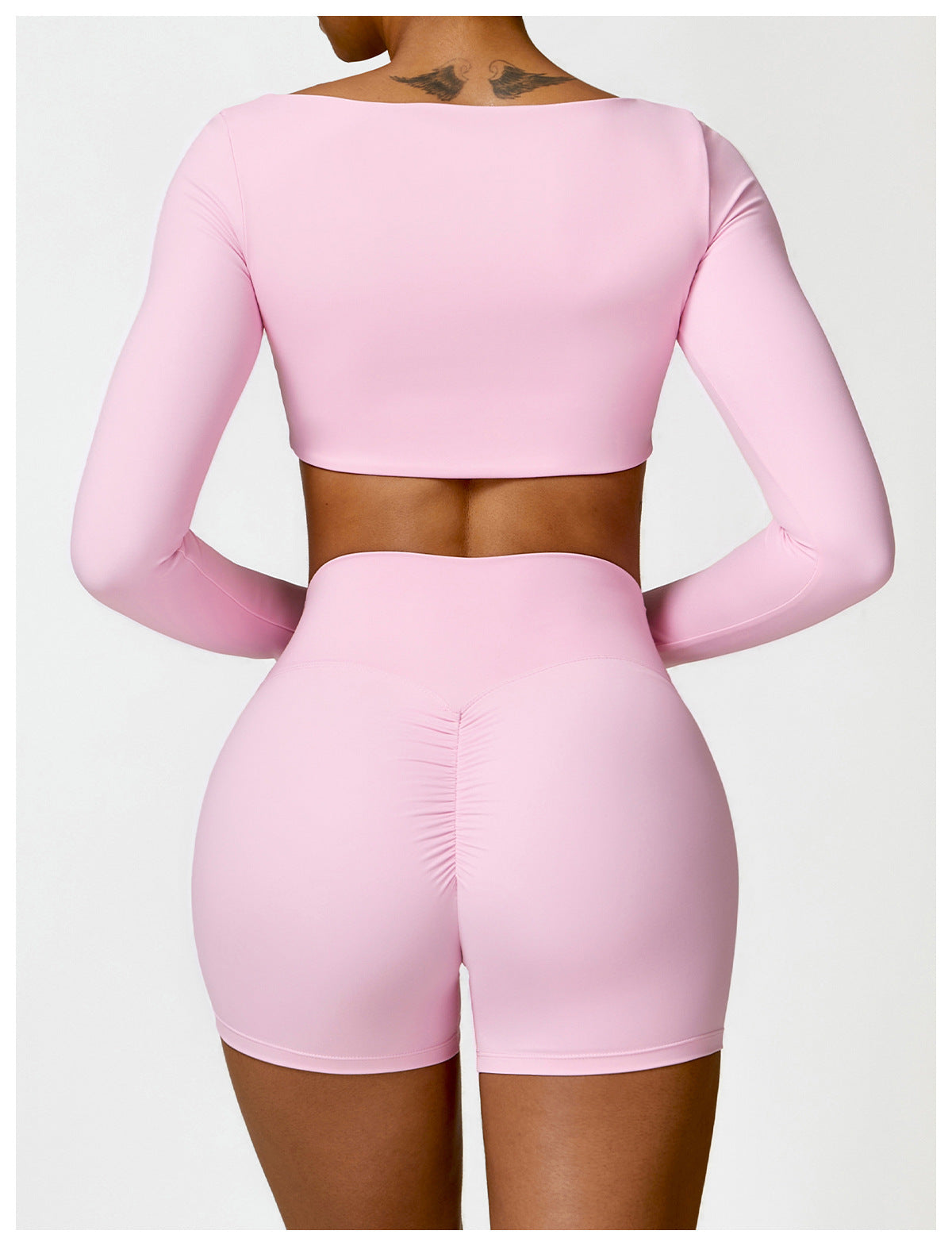 Lafaurie Pink Long-Sleeve Shaping Scrunch Shorts Set