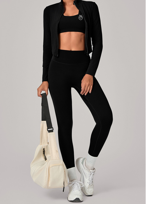 Lafaurie Black Jacket Zip-Up Active Set 3pcs