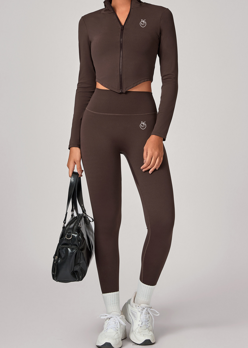Lafaurie Brown Jacket Zip-Up Active Set 3pcs